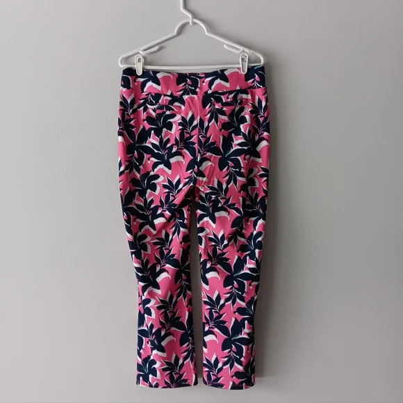 New Stella Parker Sport Floral Pants UPF 50 Tummy Control Pink Navy White Large - Picture 3 of 15